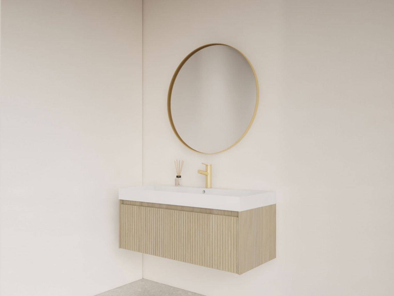 Asteri Spiegel ohne LED-Beleuchtung mit mattgoldener Kante