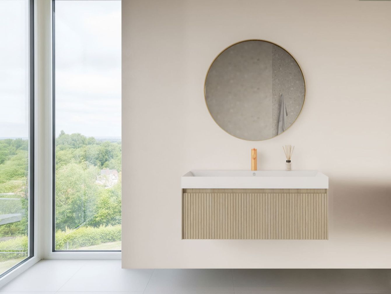 Asteri Spiegel ohne LED-Beleuchtung mit mattgoldener Kante