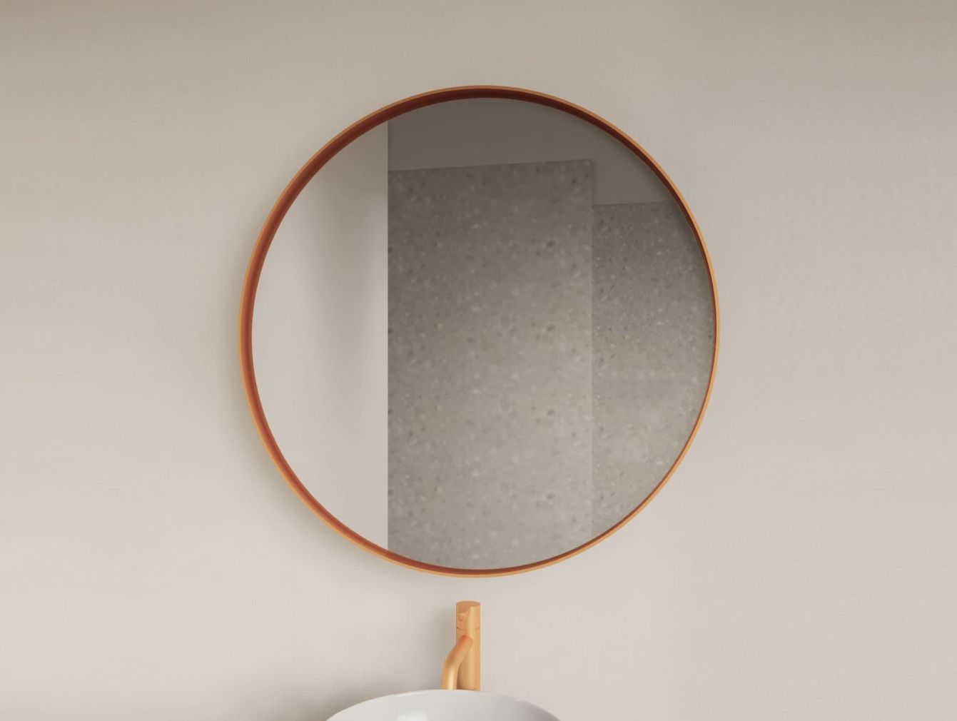 Asteri Spiegel ohne LED-Beleuchtung mit Rand in Rosé-Kupfer