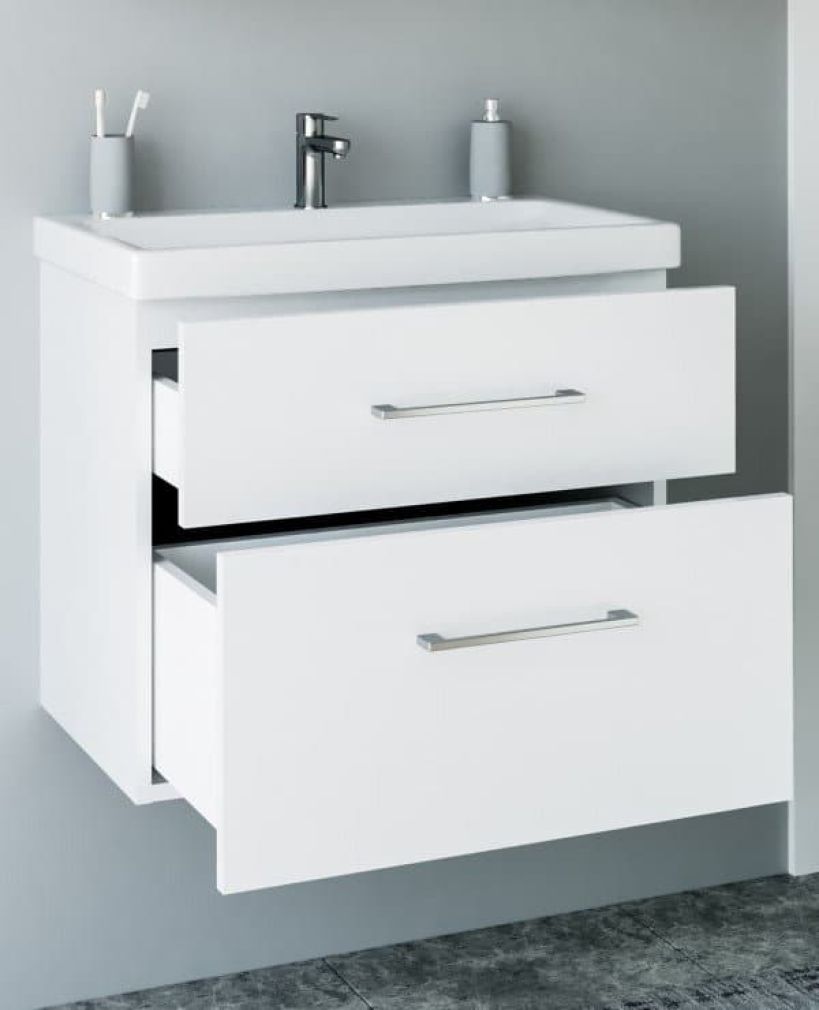 Badmöbel-Set mit Spiegelschrank 63 cm (Weiß)