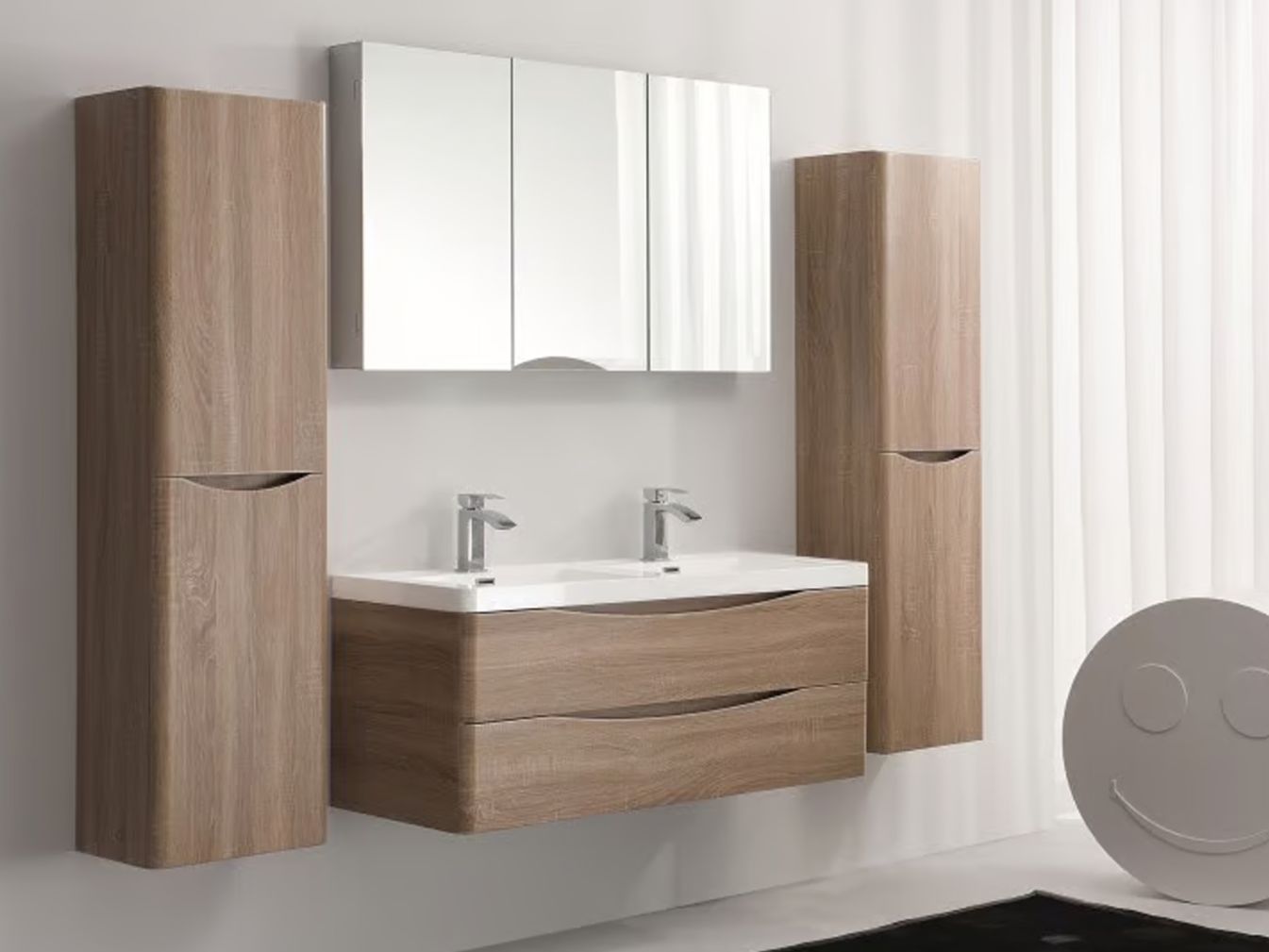 Badmöbel-Set Smile 1200 mit Waschbecken Eiche