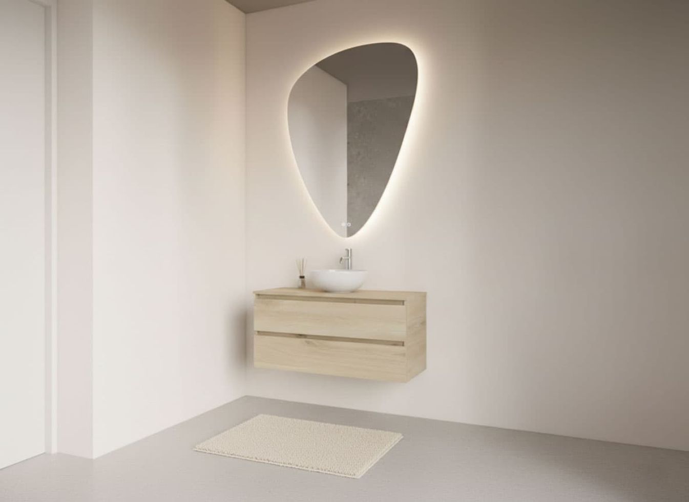 Badezimmerspiegel Gliss Frenzy mit organischer LED-Beleuchtung und Spiegelheizung