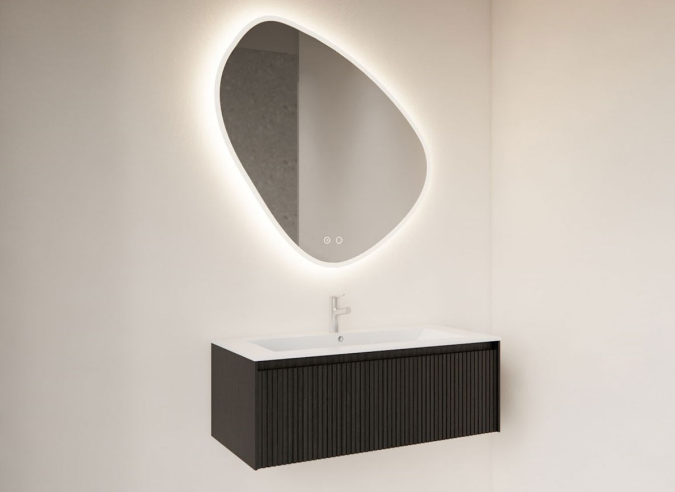 Badspiegel Fury Satin mit LED und Spiegelheizung