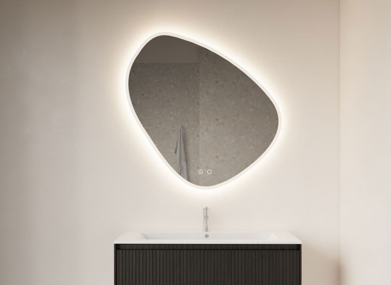 Badspiegel Fury Satin mit LED und Spiegelheizung