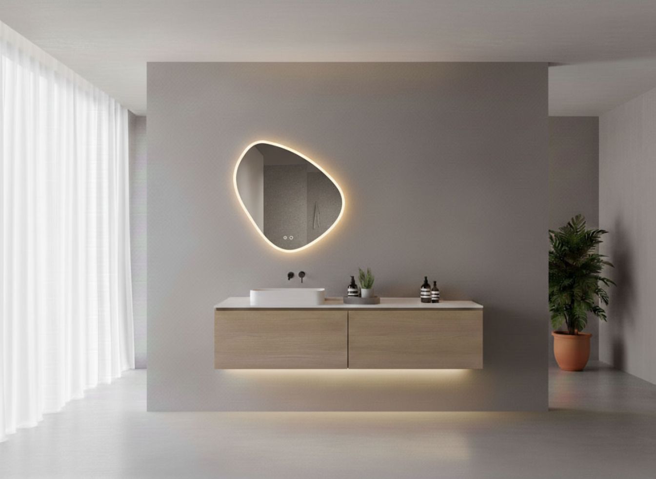 Badspiegel Fury Satin mit LED und Spiegelheizung