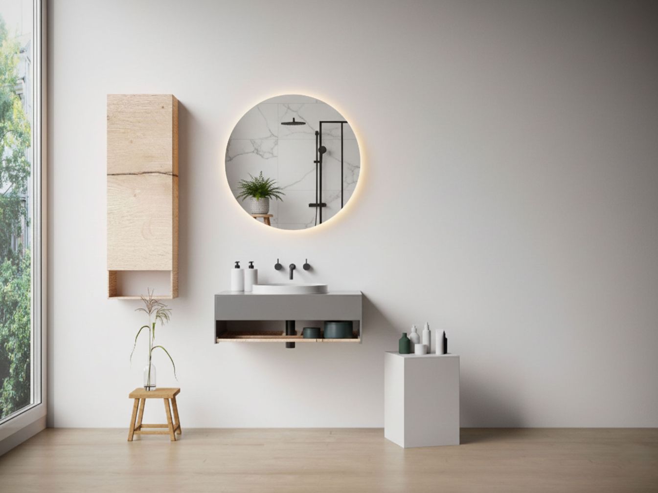 Badspiegel Moon mit Hintergrund Beleuchtung