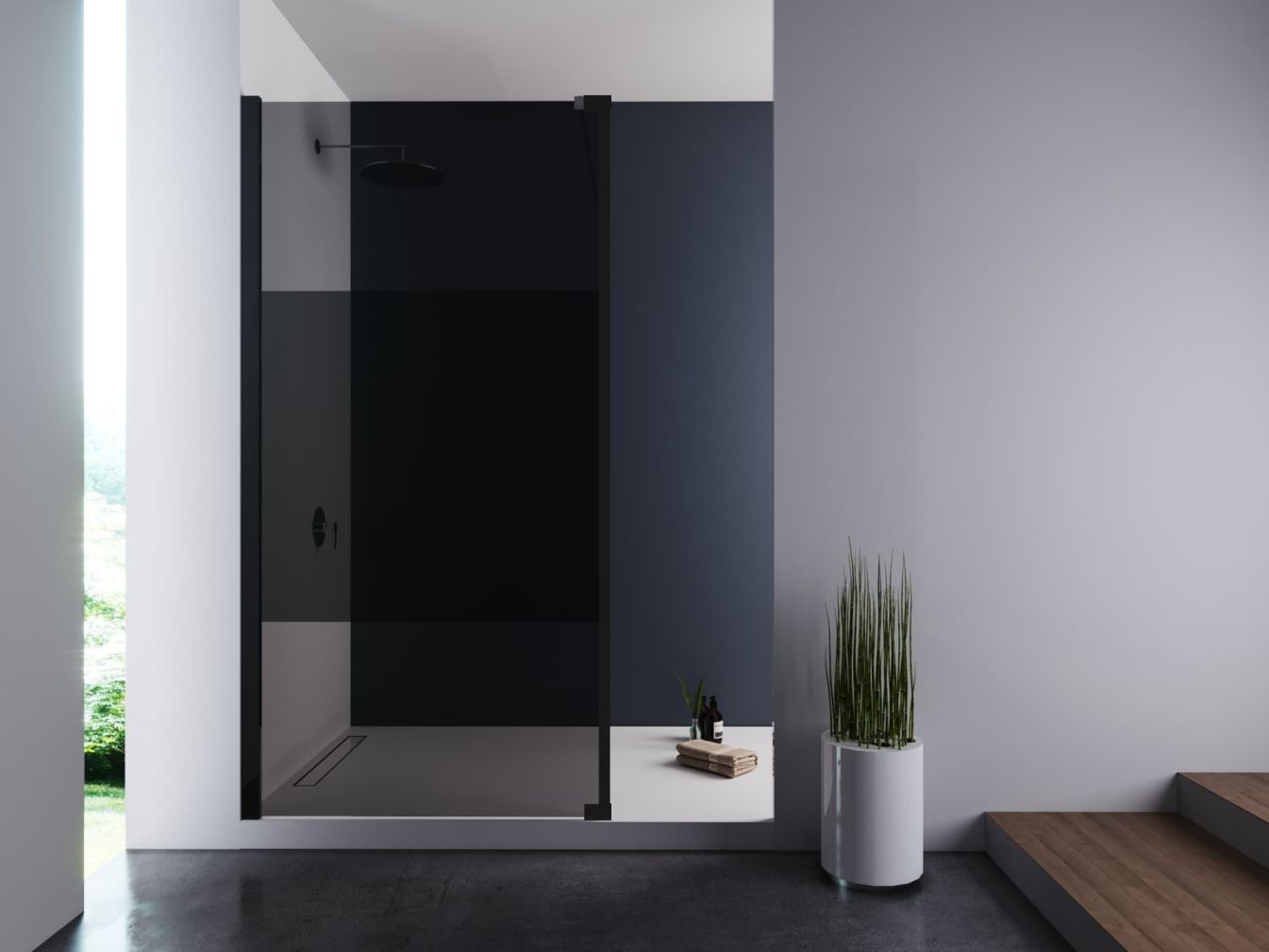 Duschabtrennung Walk-In Nano Graues Glas