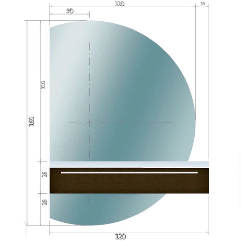 Calypso Halbmond-Badspiegel links mit LED & Heizung