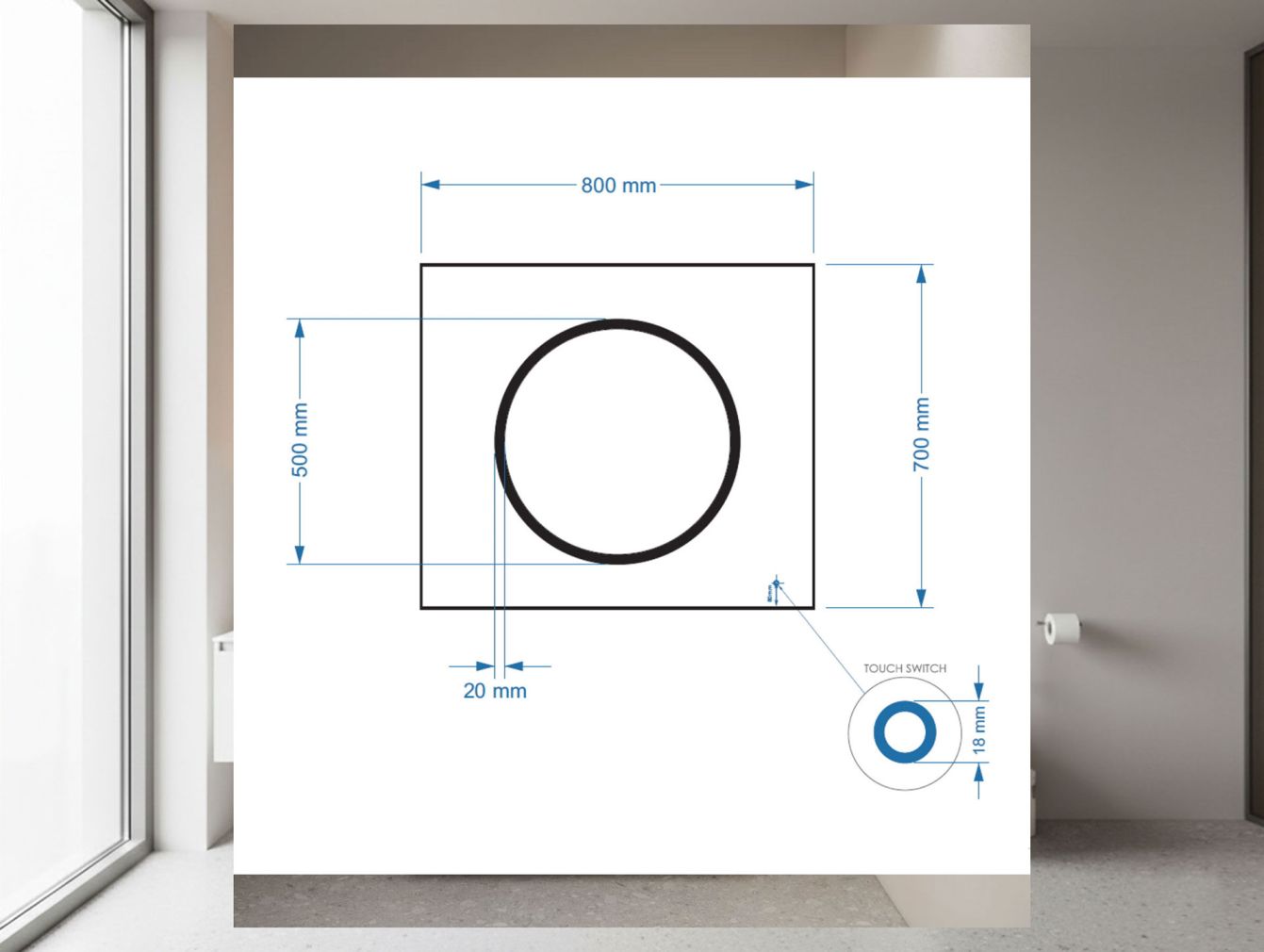 Badezimmerspiegel Gliss Circe Horizontal LED und Spiegelheizung