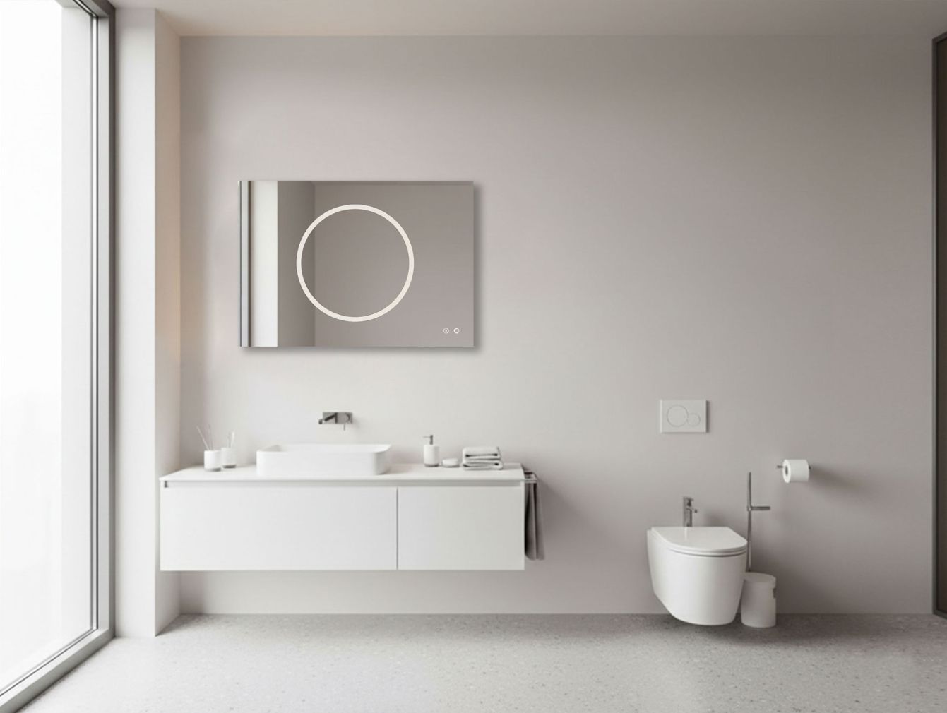 Badezimmerspiegel Gliss Circe Horizontal LED und Spiegelheizung