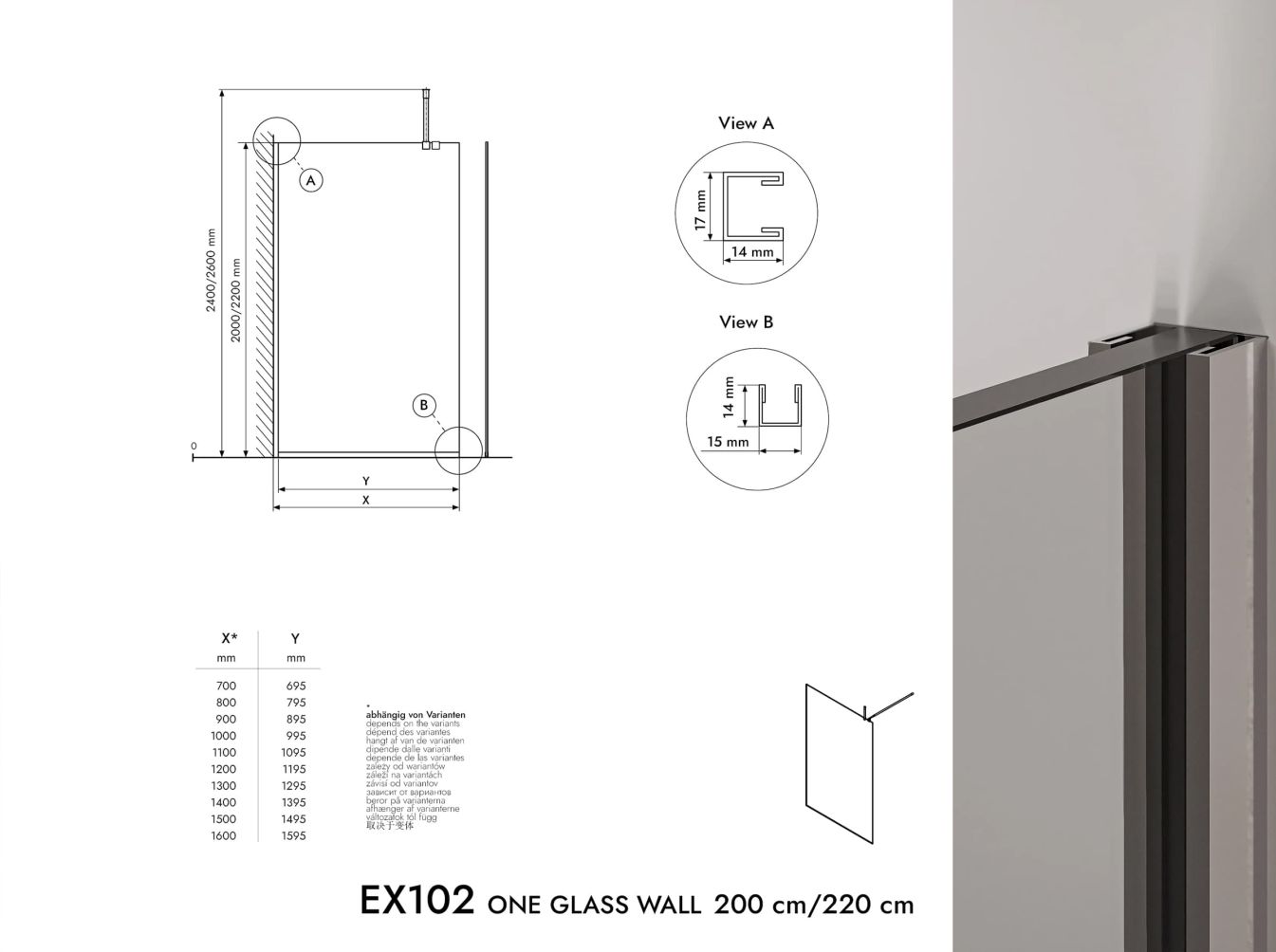 Duschabtrennung Walk-In Klarglas in 10 mm