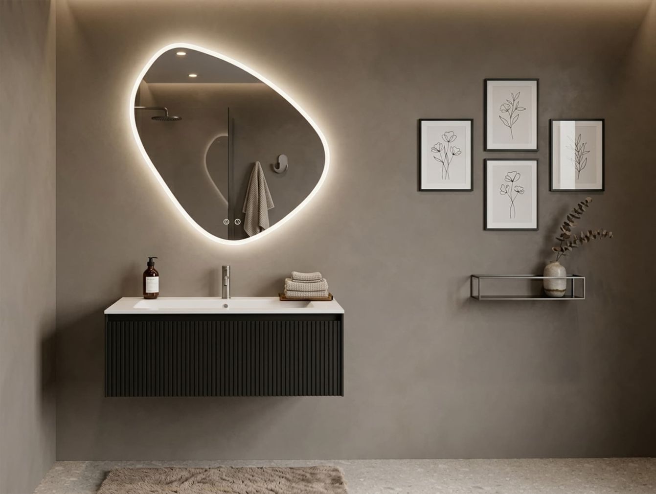 Badspiegel Fury Satin mit LED und Spiegelheizung