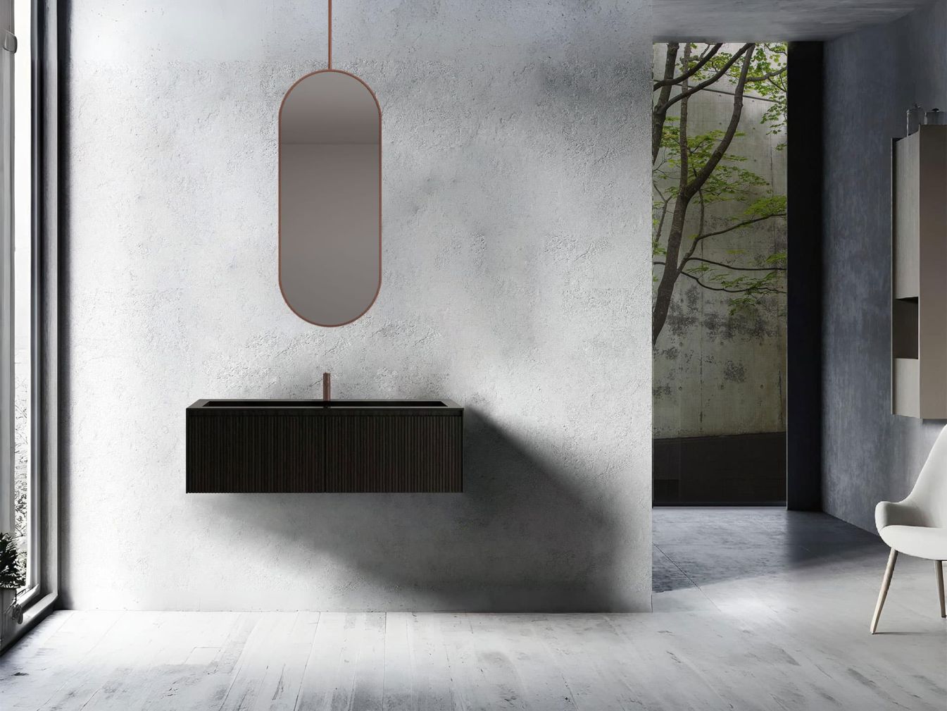 Halo Spiegel 90x40 cm mit Deckenhalterung