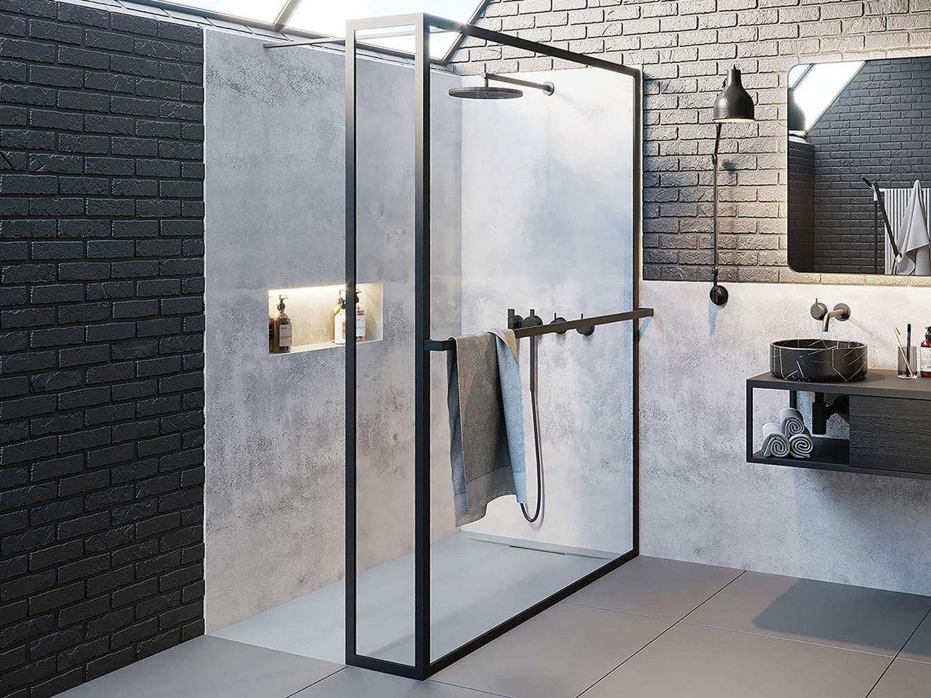 Lucid 402, feste Duschwände aus Klarglas für Walk-In-Dusche