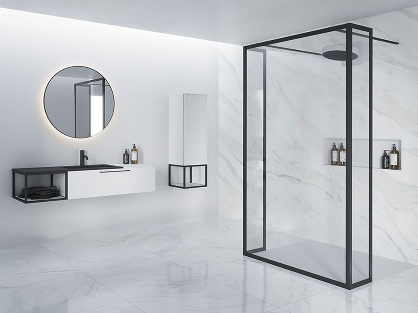 Lucid 402, feste Duschwände aus Klarglas für Walk-In-Dusche