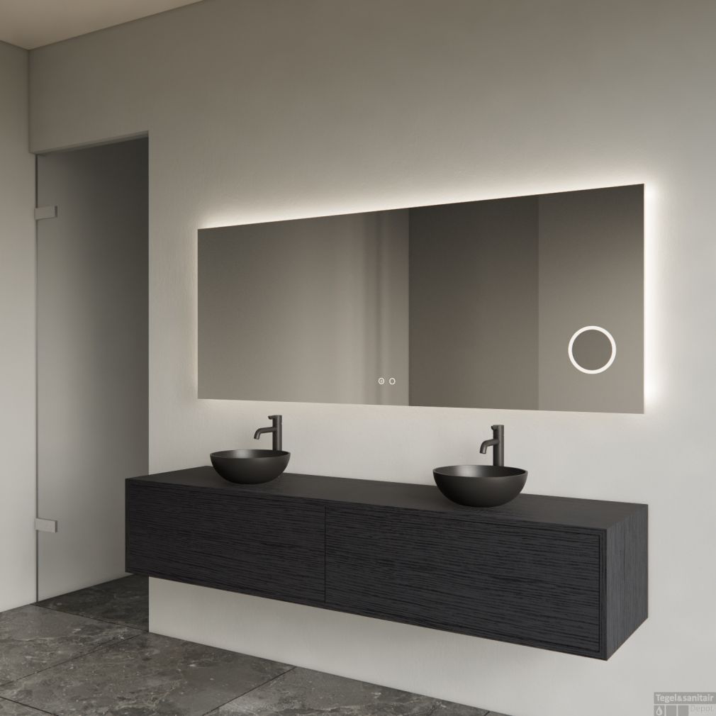 Gliss Design Lumin Rechteckspiegel inkl. Spiegelheizung, Rasierspiegel und indirekter LED-Beleuchtung rundum