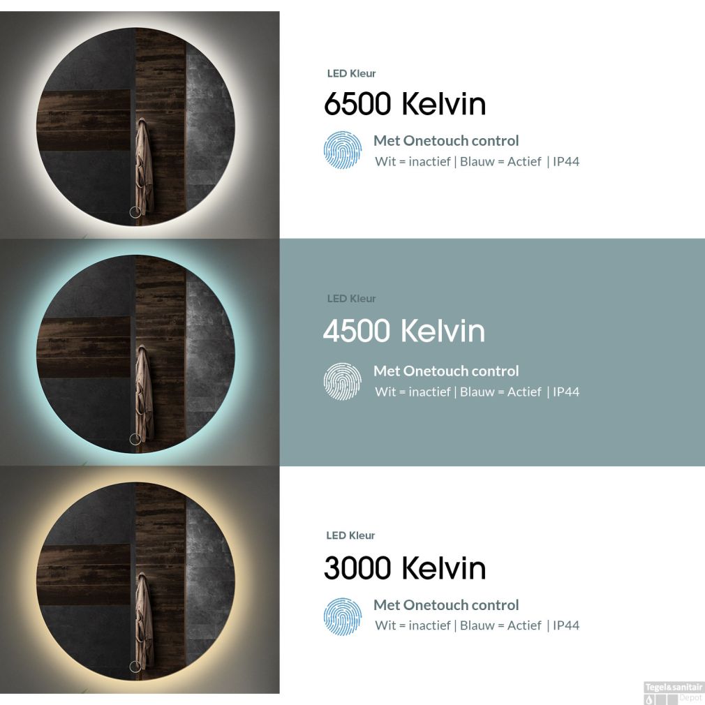 Gliss Design Lumin Rechteckspiegel inkl. Spiegelheizung, Rasierspiegel und indirekter LED-Beleuchtung rundum