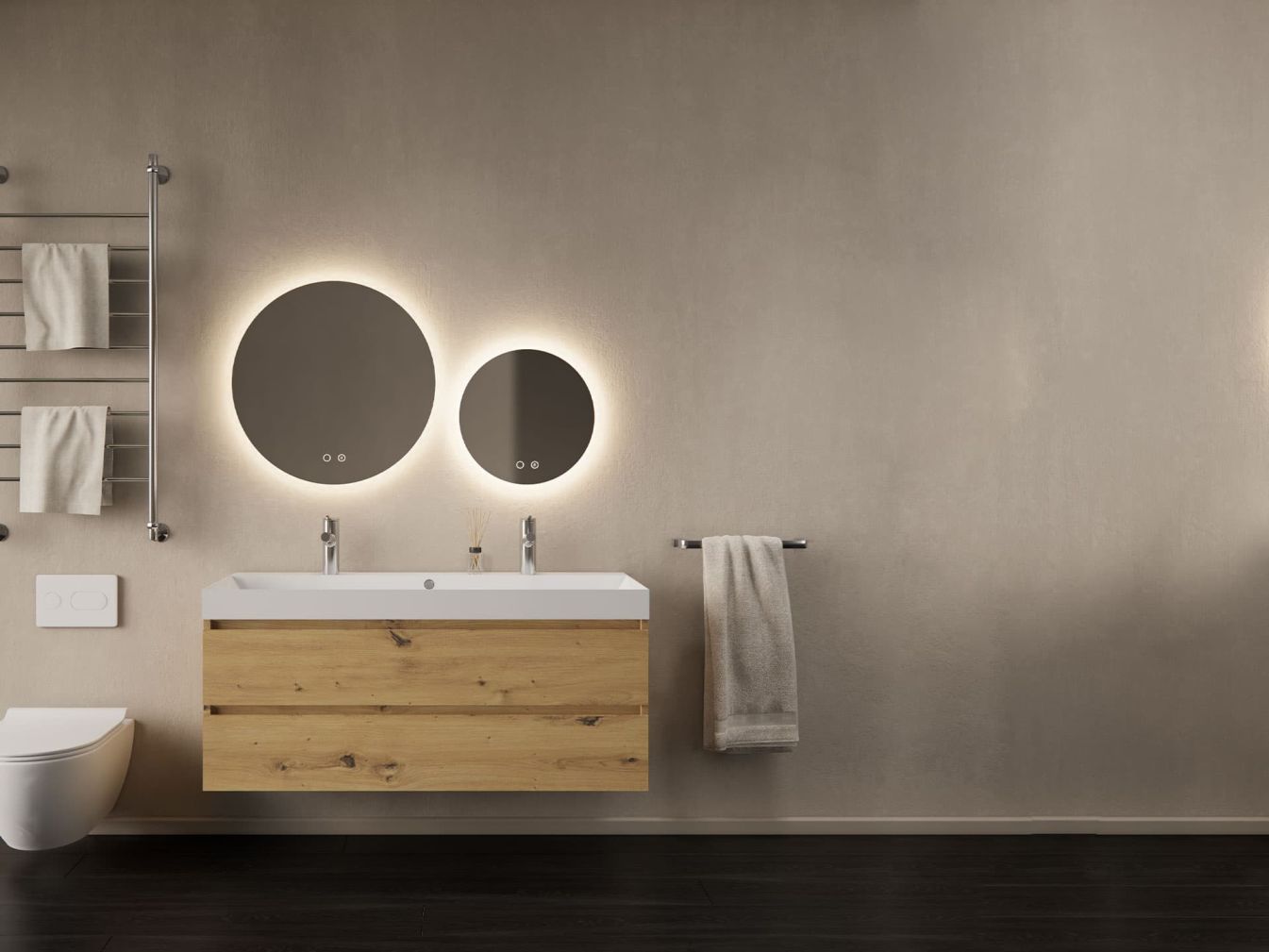 Badmöbel-Set Milan mit Waschtisch 120 cm / Artisan Oak