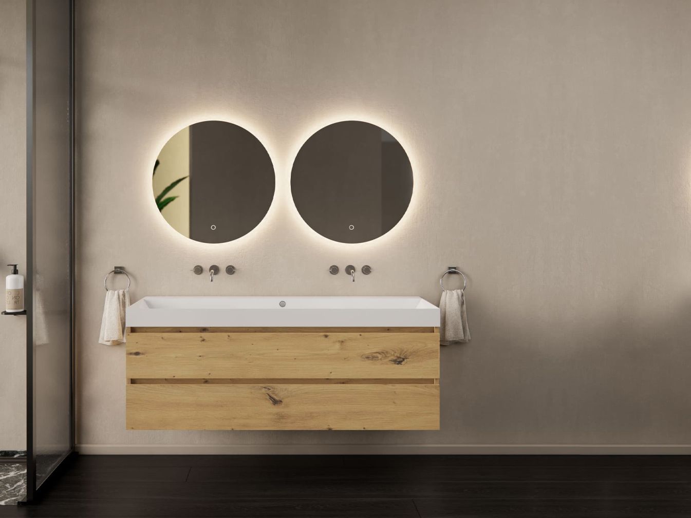 Badmöbel-Set Milan mit Waschtisch 140 cm / Artisan Oak