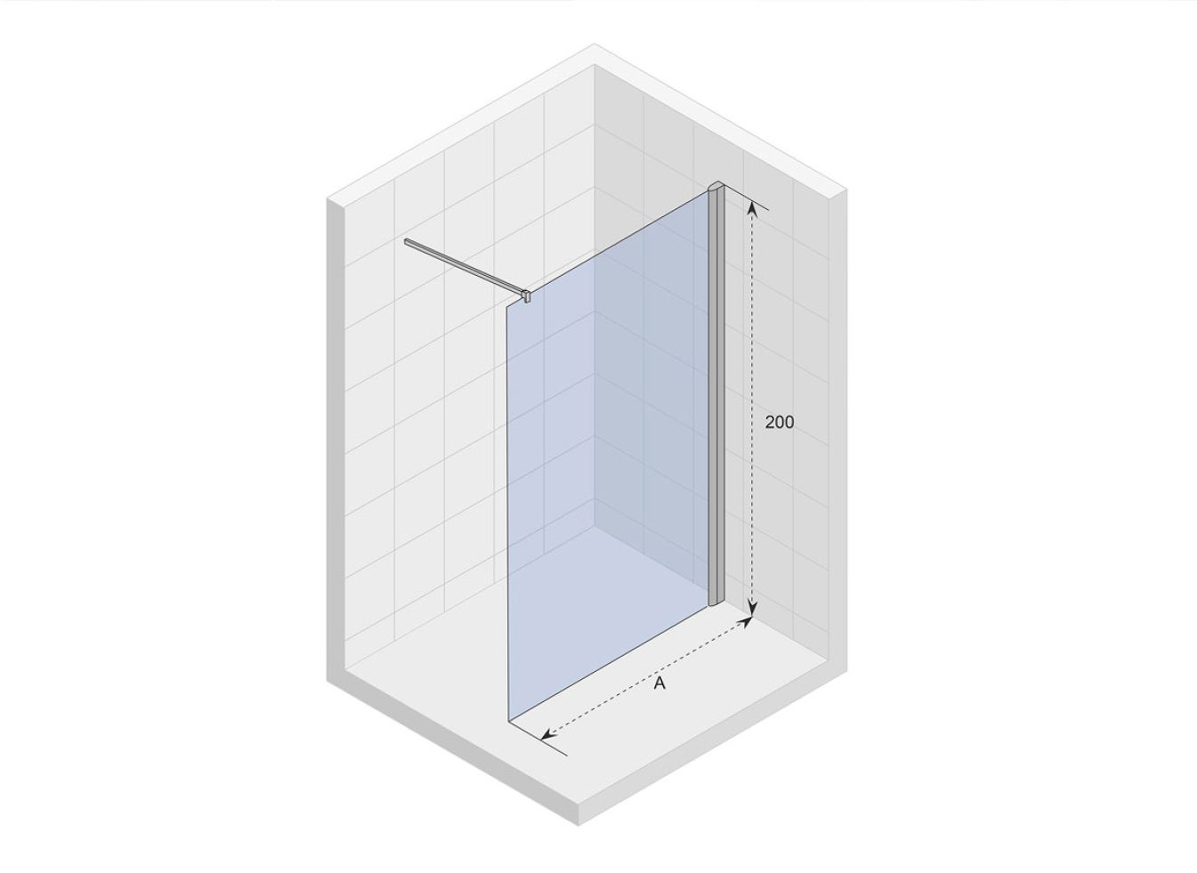 Novik 400, feste Duschwände aus Klarglas für Walk-In-Dusche