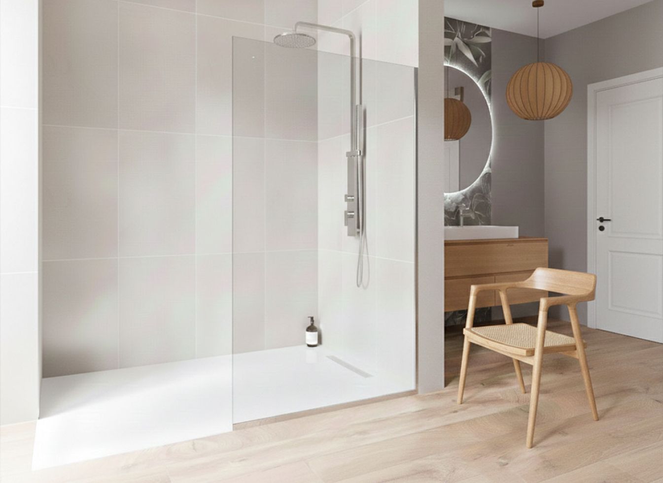 Novik 400, feste Duschwände aus Klarglas für Walk-In-Dusche