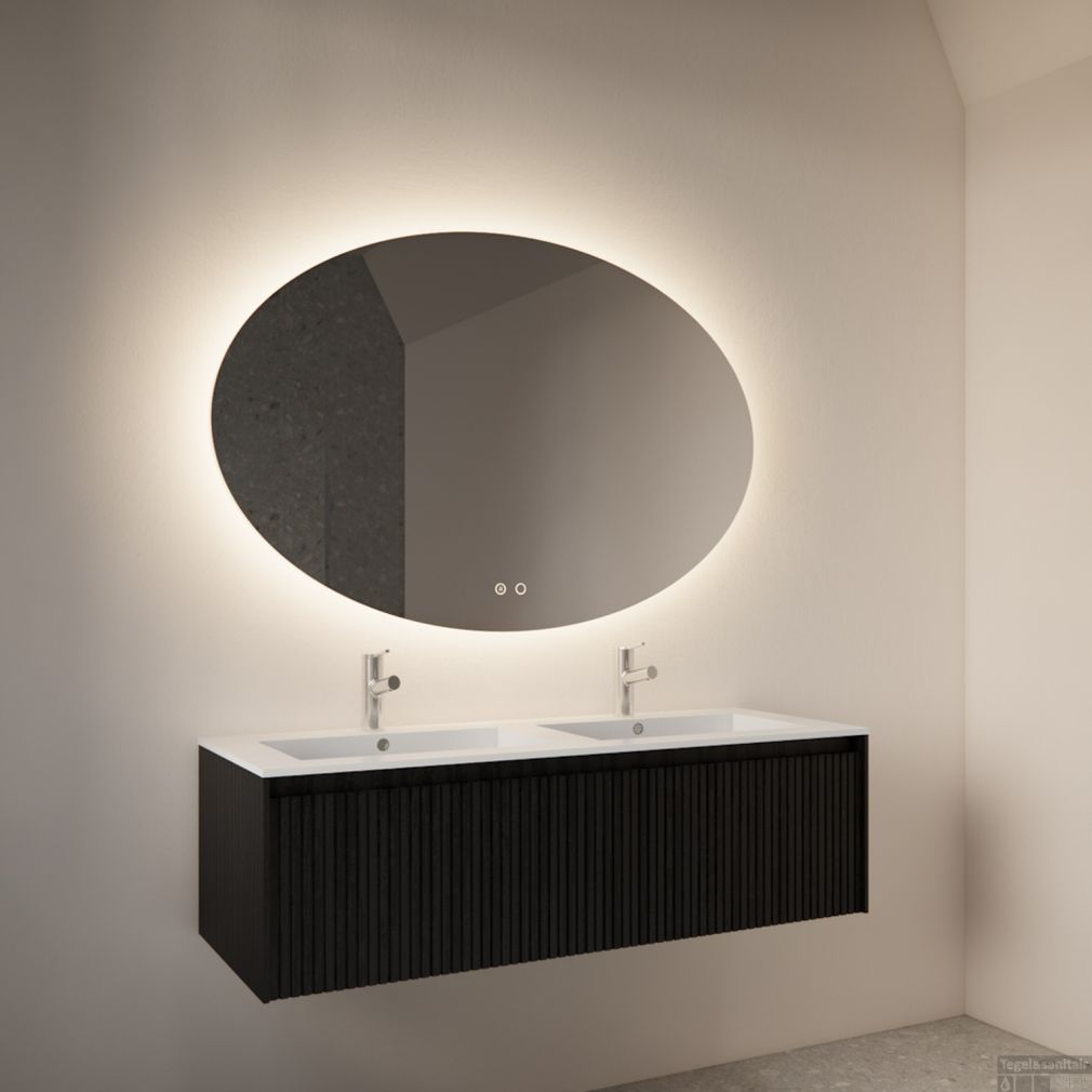 Gliss Ovaler Badezimmerspiegel mit LED-Beleuchtung und Spiegelheizung