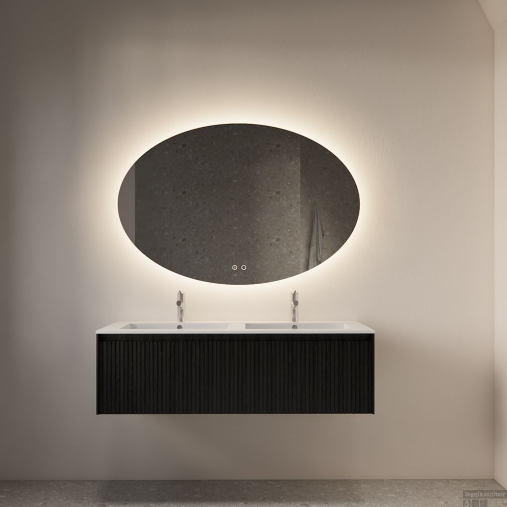 Gliss Ovaler Badezimmerspiegel mit LED-Beleuchtung und Spiegelheizung