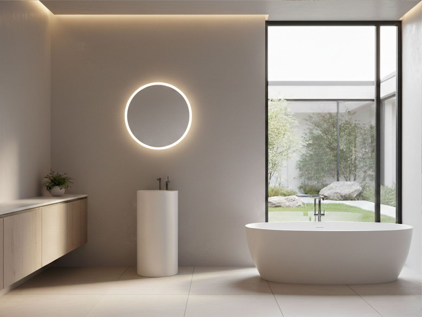 Kreisrunder Spiegel Sandstrahlung