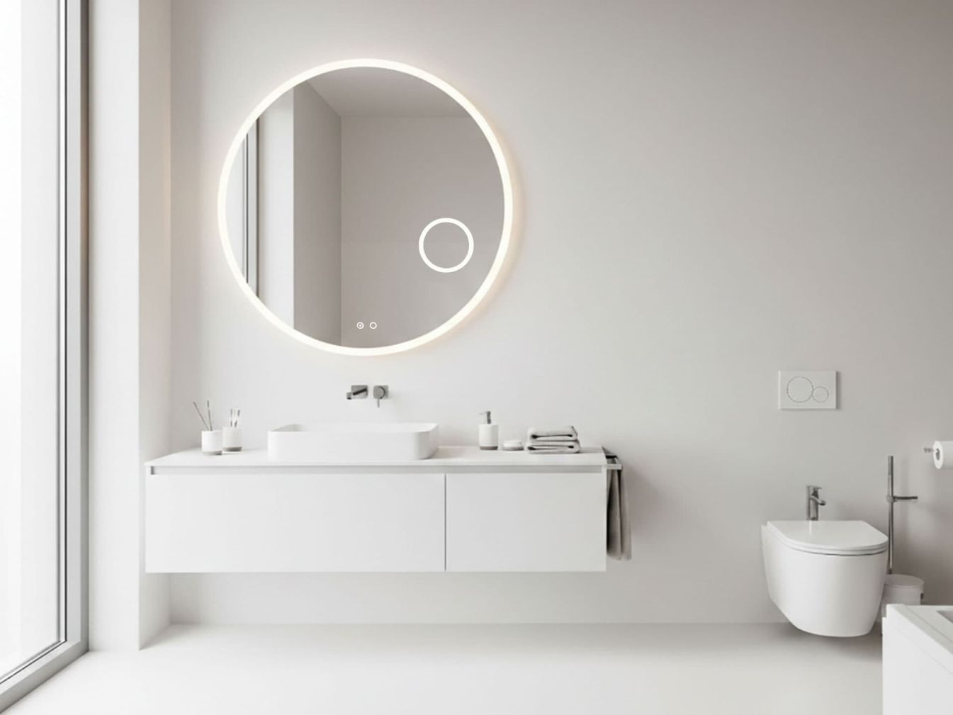 Design Sol Rundspiegel mit LED-Beleuchtung und Spiegelheizung