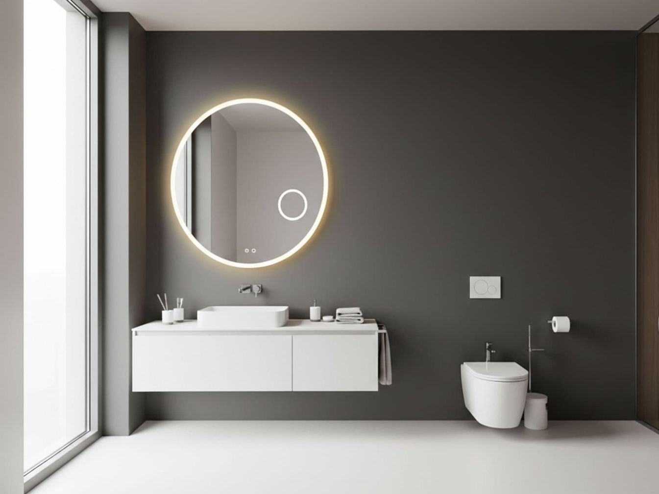 Design Sol Rundspiegel mit LED-Beleuchtung und Spiegelheizung