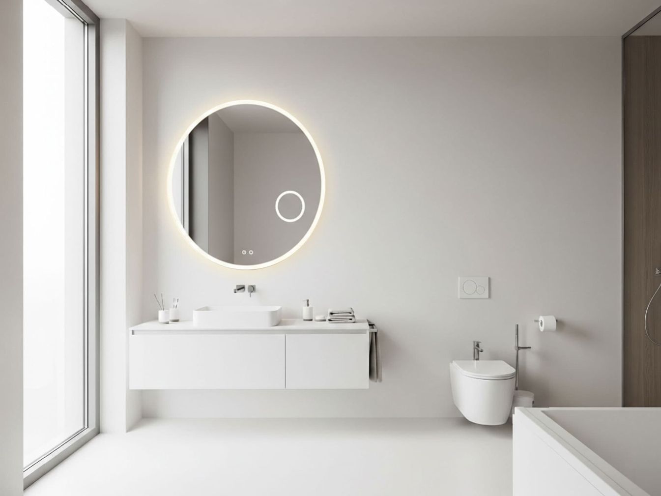 Design Sol Rundspiegel mit LED-Beleuchtung und Spiegelheizung