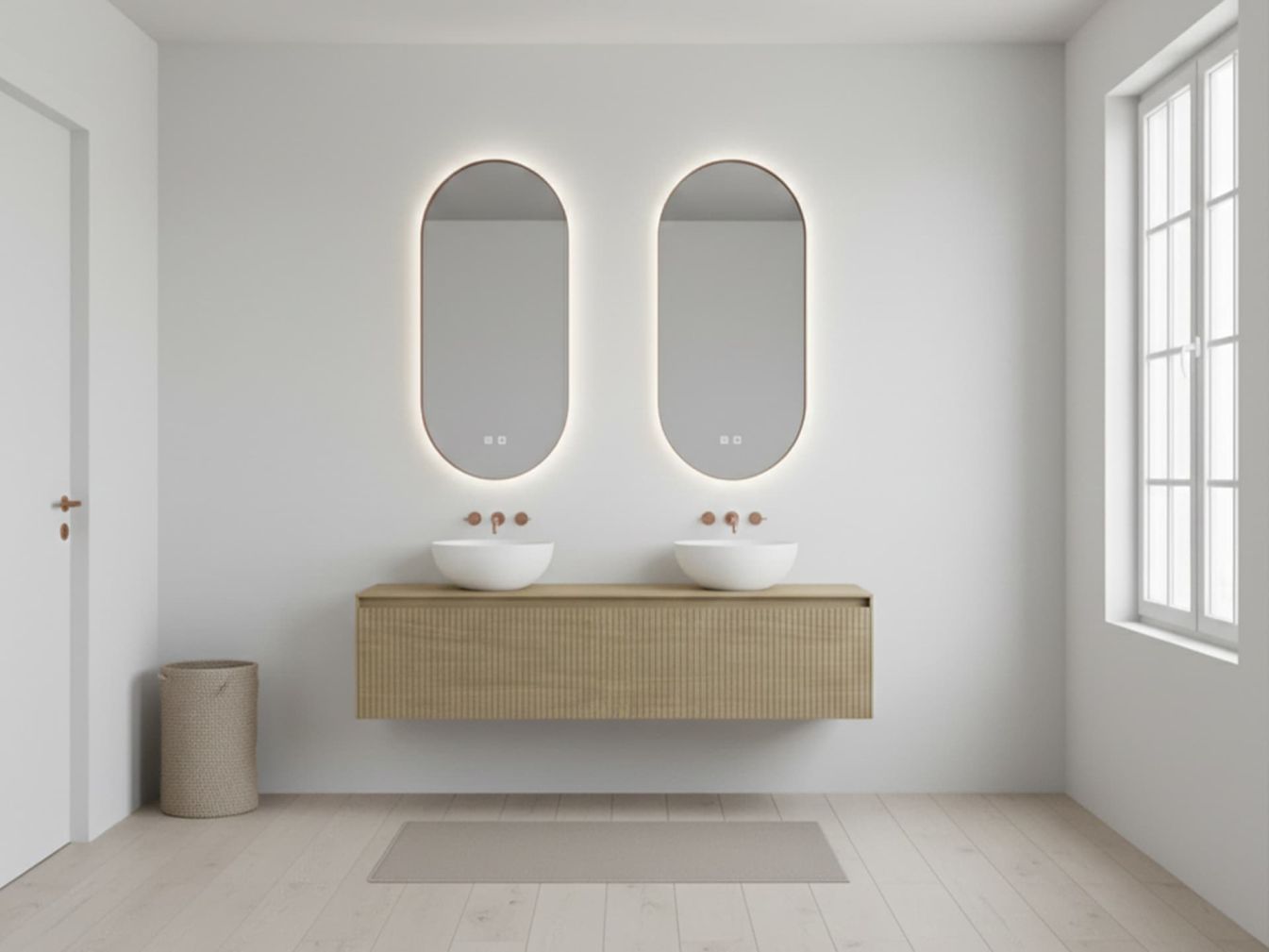 Spiegel Aura Kupfer Oval mit LED und Spiegelheizung