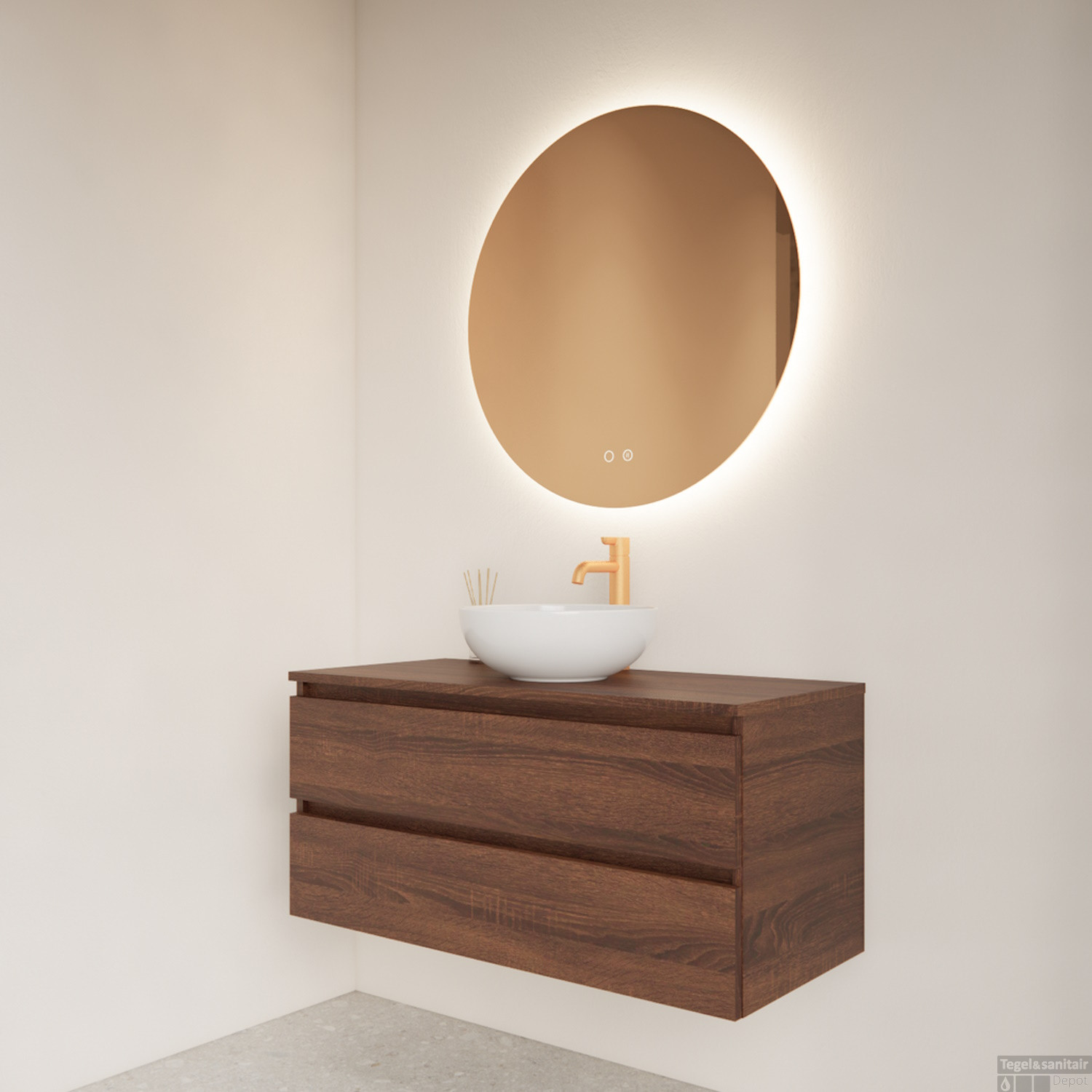 Spiegel mit Lichteffekt rund