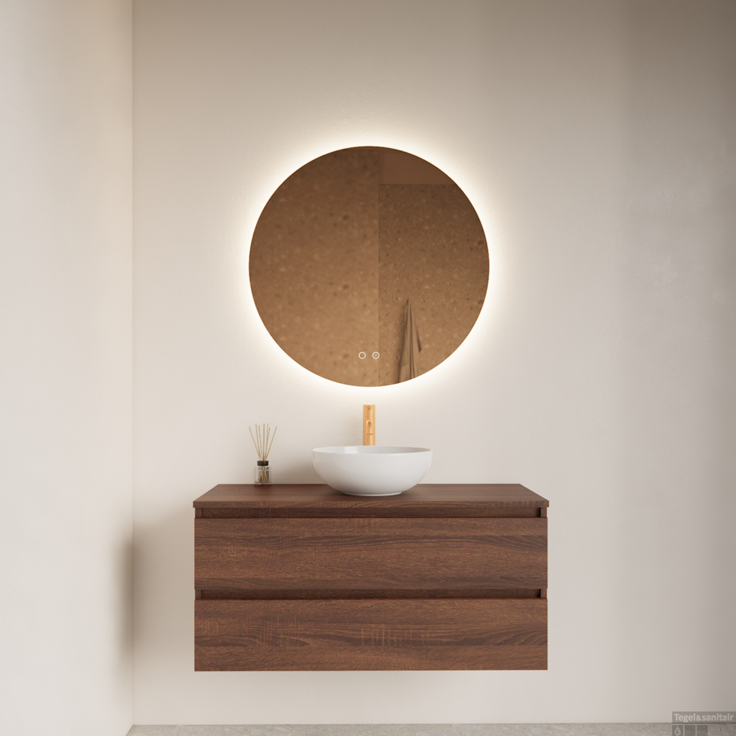 Spiegel mit Lichteffekt rund